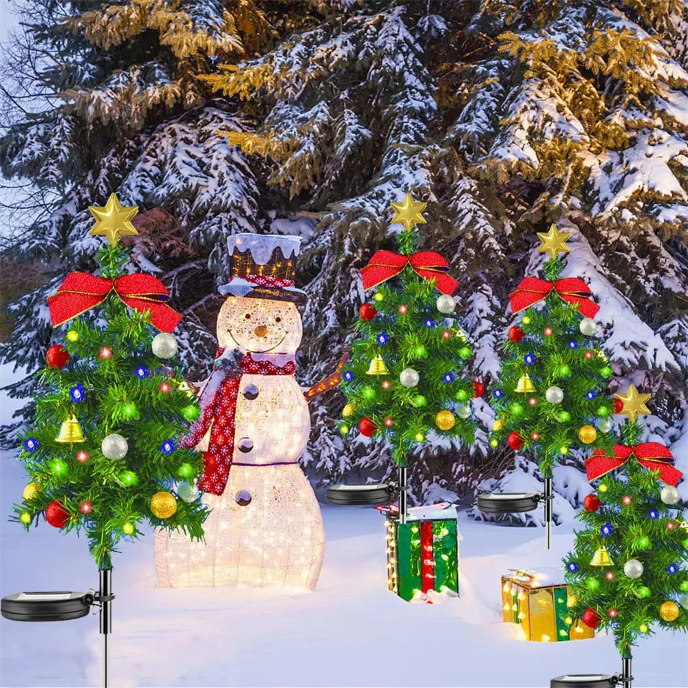 Weihnachtsbaum-Solarleuchten für den Außenbereich, wasserdicht, LED, für Garten, Weg, Rasen, Landschaft, festliche dekorative Bodenleuchten, Weihnachtsdekoration