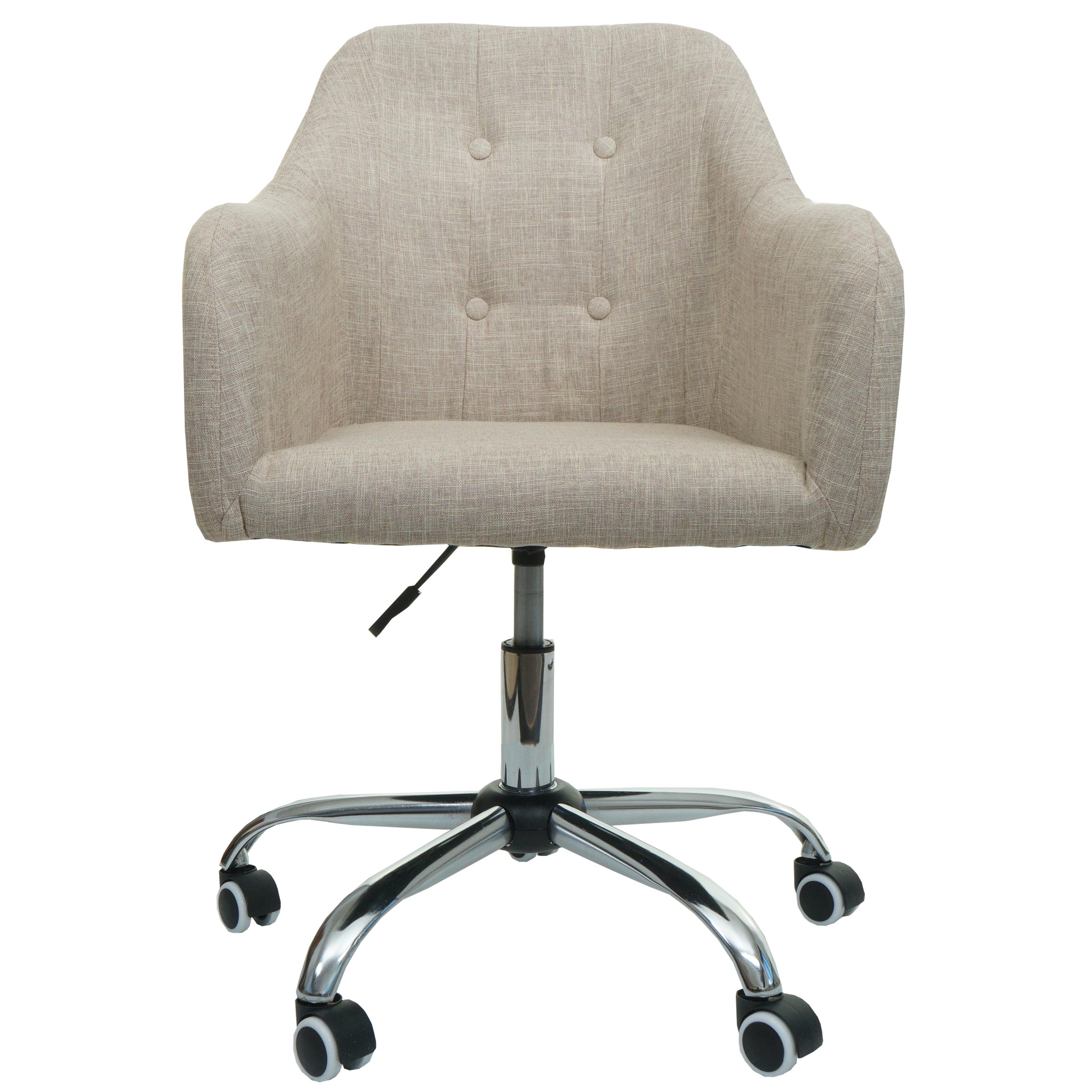 Bürostuhl HWC-L92, Drehstuhl Schreibtischstuhl Computerstuhl Bürosessel Stuhl, mit Armlehne ~ Stoff/Textil creme