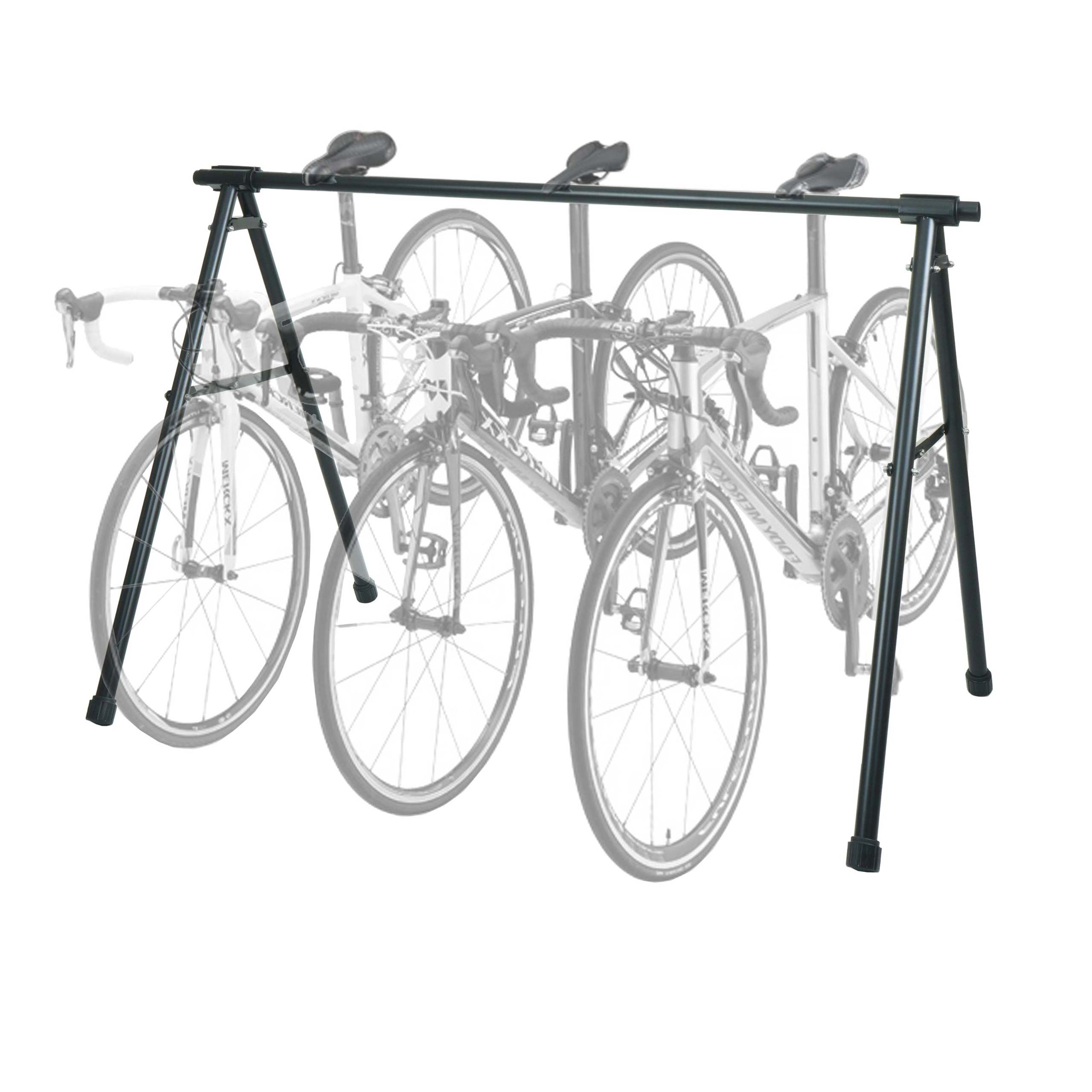 Fahrrad-Sattelständer HWC-K39, Fahrradständer Aufhängebügel, Metall pulverbeschichtet 114x170x114cm ausziehbar ~ schwarz