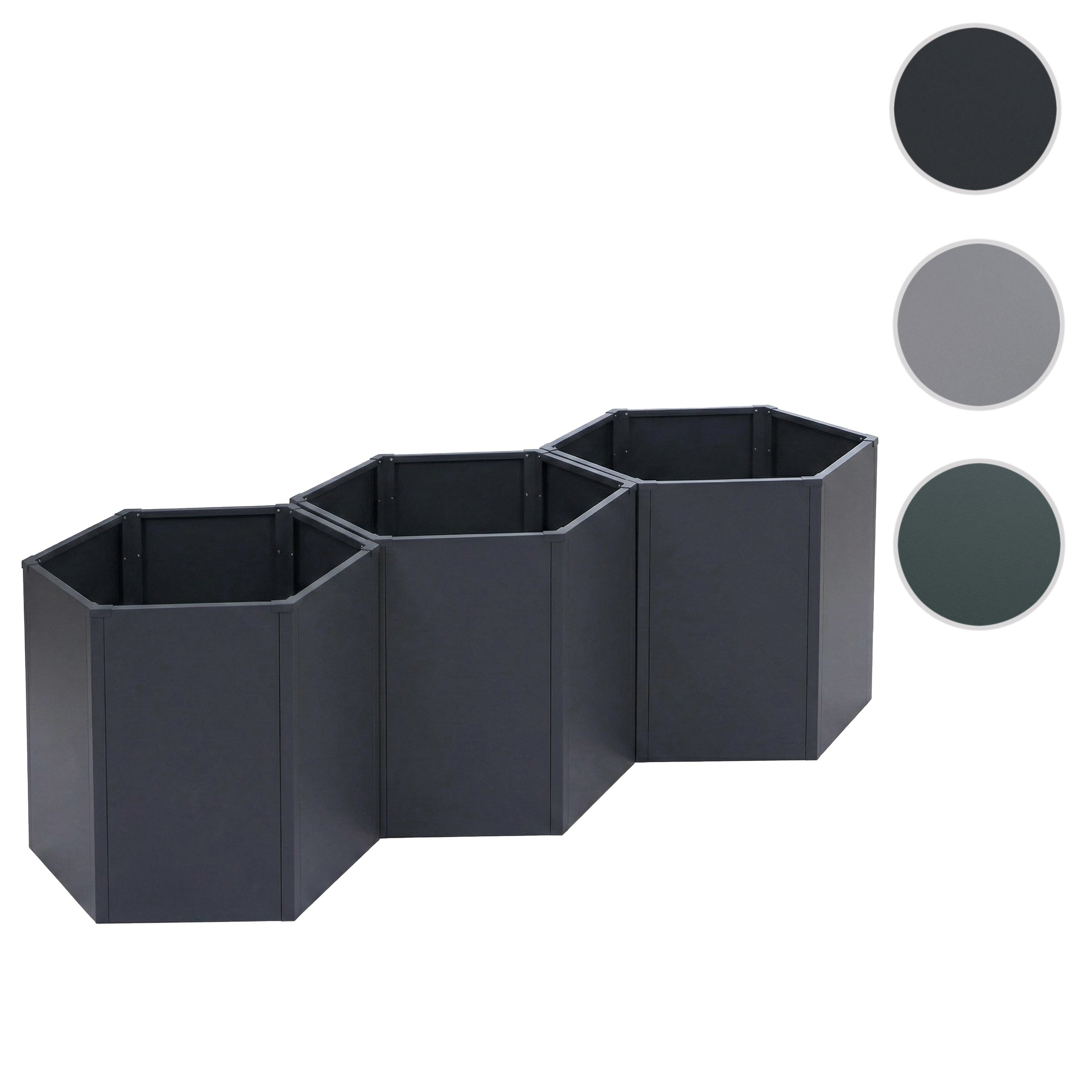 3er-Set Hochbeet HWC-P64, Metallhochbeet Gemüse-/Pflanzbeet Blumenkasten Pflanzkübel Stahl 77x264x100cm ~ anthrazit Image