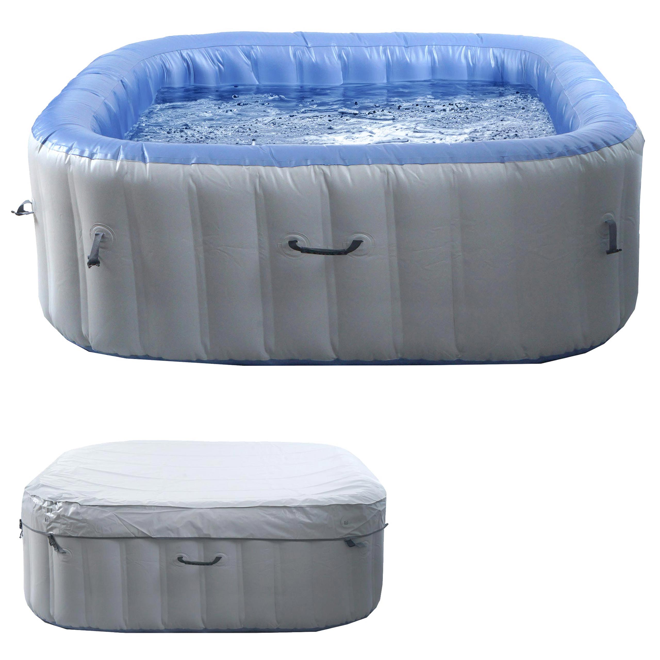 Whirlpool HWC-N97, Ersatz-Pool 6 Personen, In-/Outdoor aufblasbar PVC laminiert, eckig 198cm, grau-blau Image