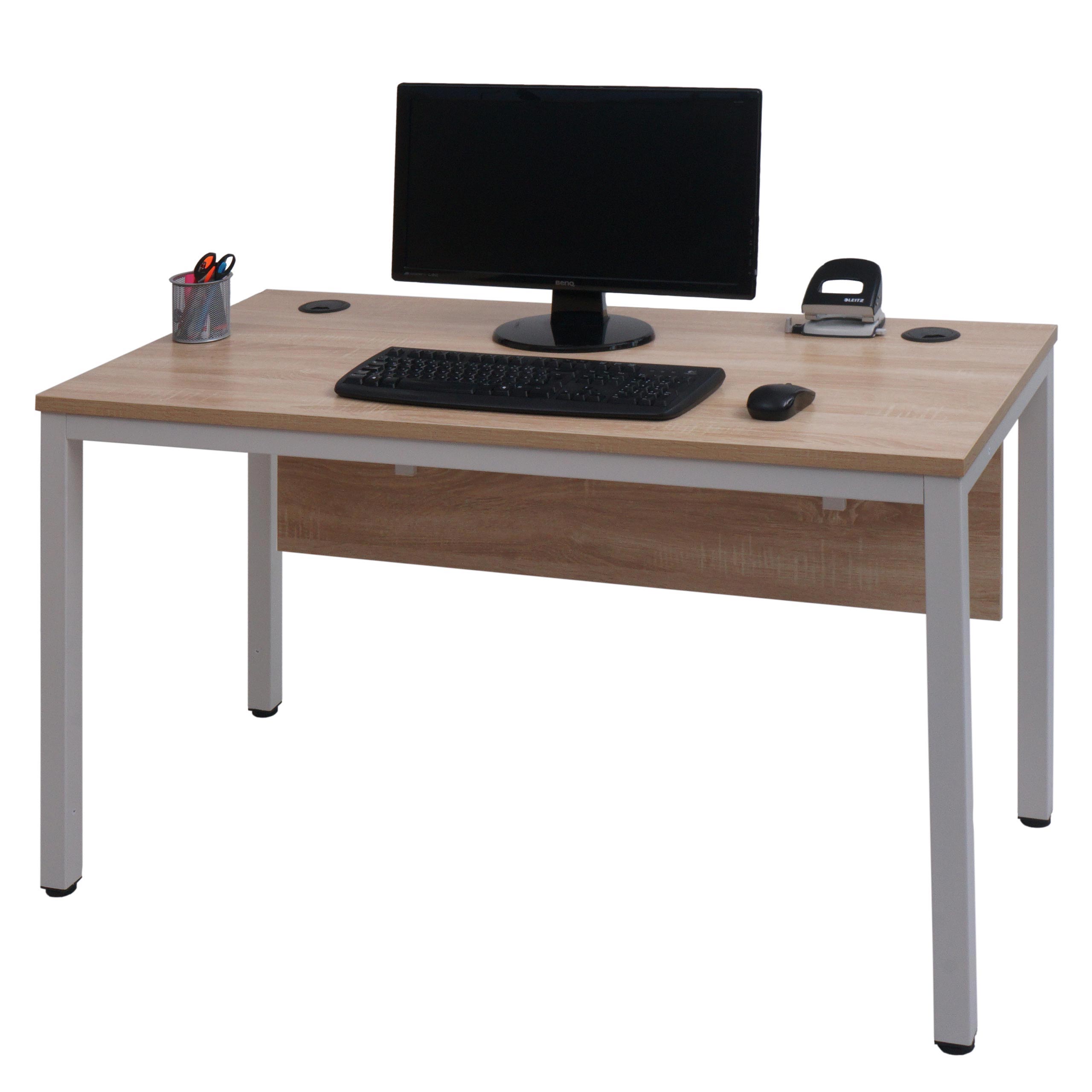 Schreibtisch HWC-E94, Bürotisch Computertisch 120x60cm ~ natur-weiß
