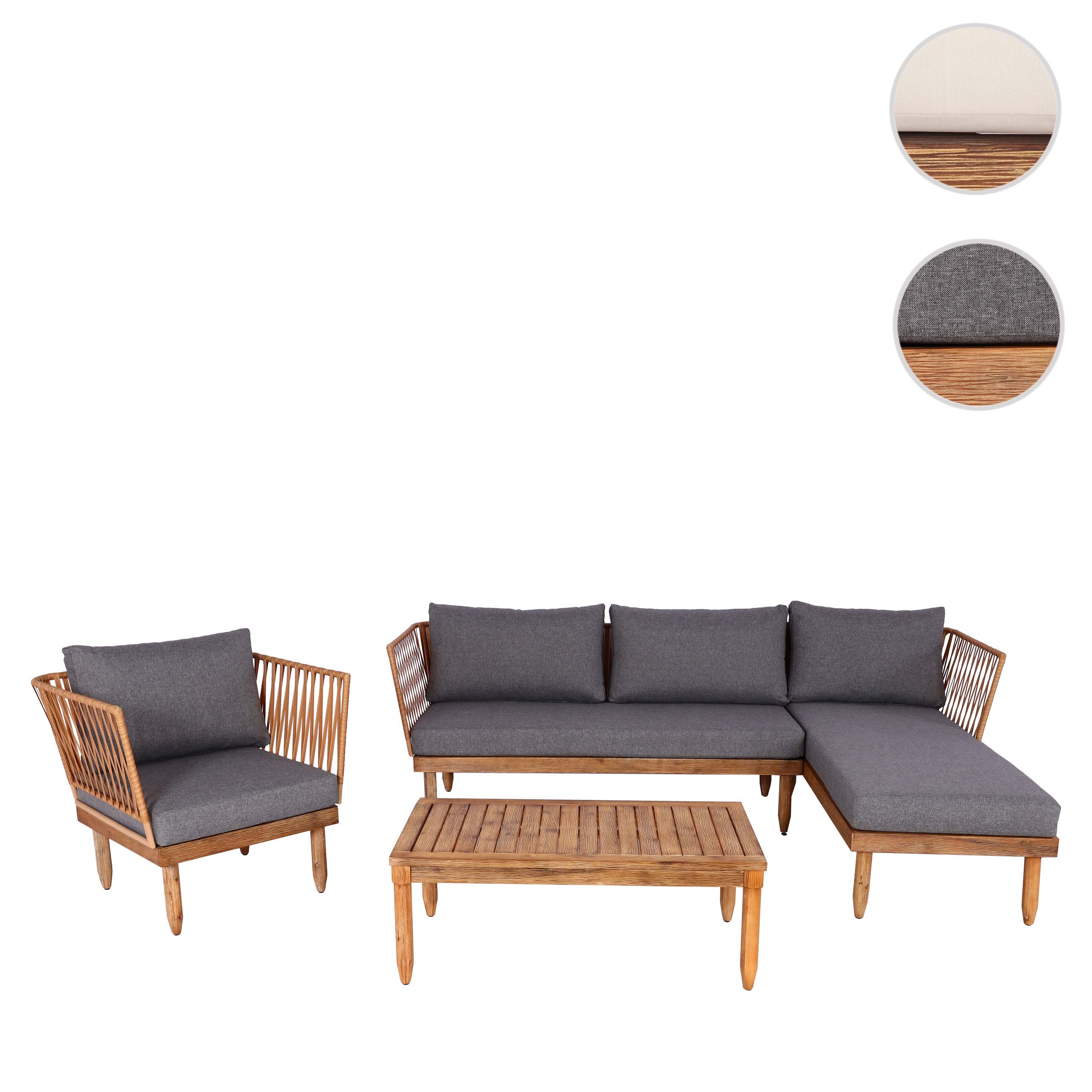 Garten-Garnitur HWC-L29, Garnitur Sitzgruppe Lounge-Set Sofa, Akazie Holz MVG-zertifiziert ~ dunkelgrau Image