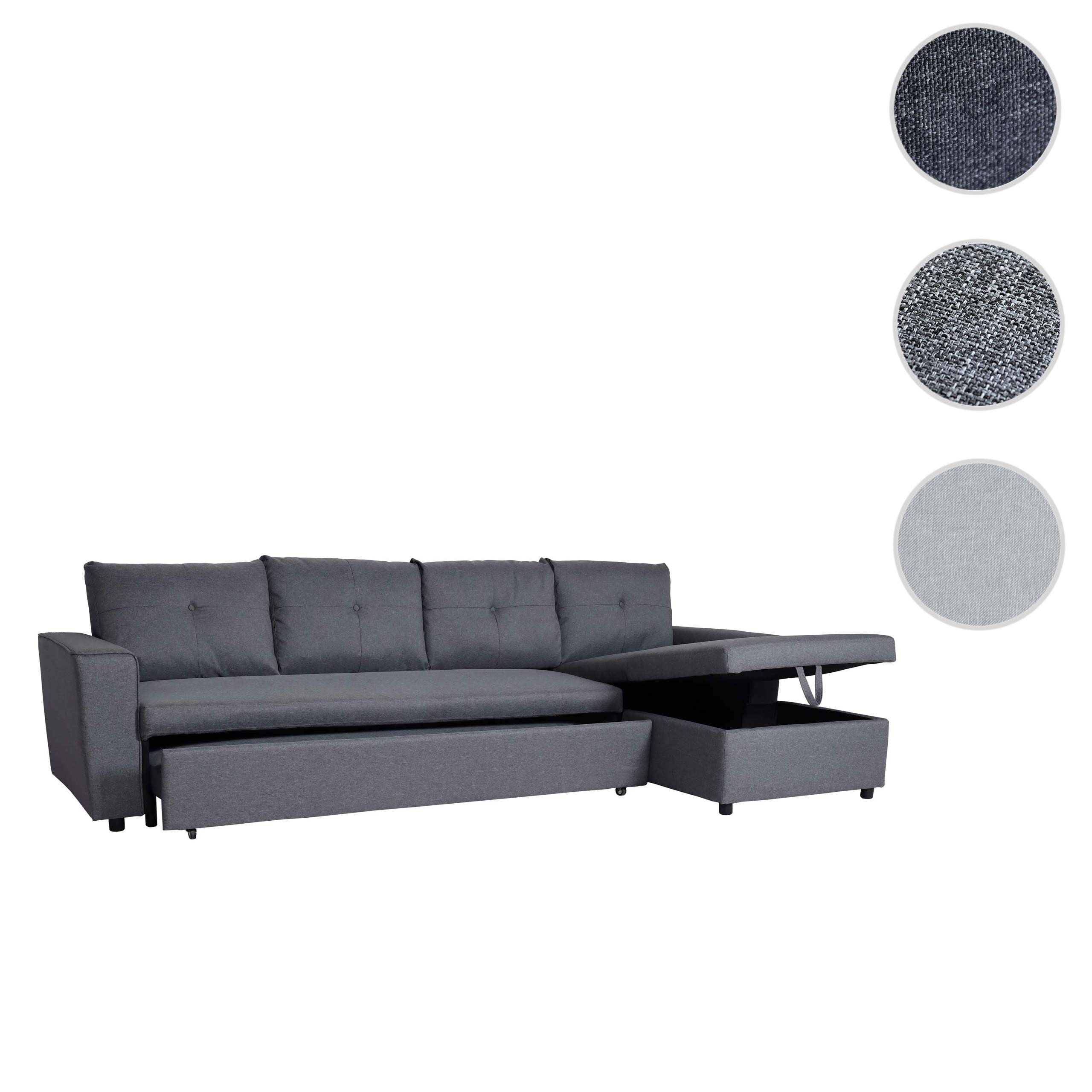 Ecksofa mit Bettkasten HWC-L16, Couch Sofa L-Form, Liegefläche rechts Nosagfederung Stoff/Textil 290cm ~ grau Image
