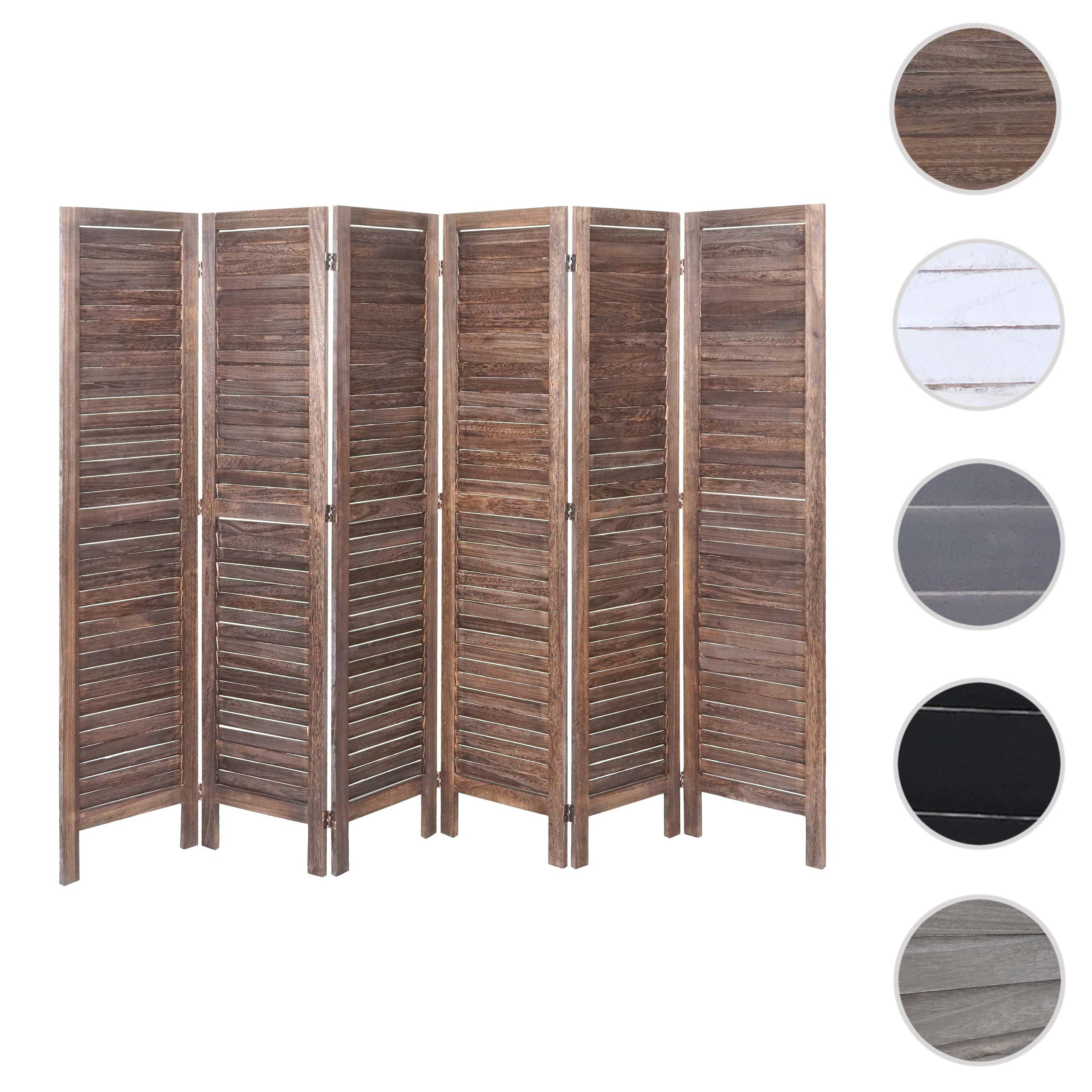 Paravent HWC-G30, Trennwand Sichtschutz Raumteiler, Shabby-Look 170x240cm ~ grau-braun Image