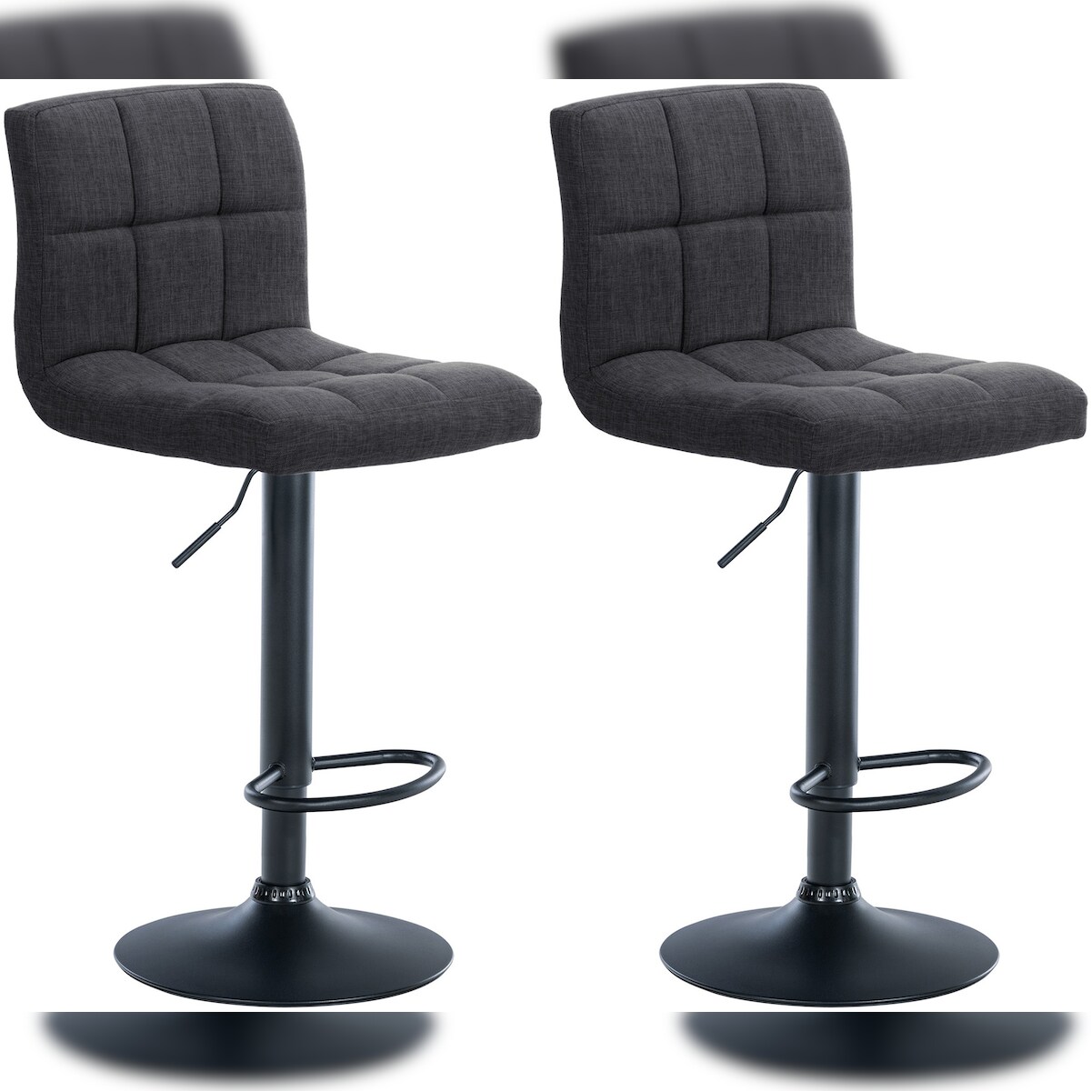 CLP 2er Set Barhocker Calma Stoff dunkelgrau/Metall matt schwarz Image