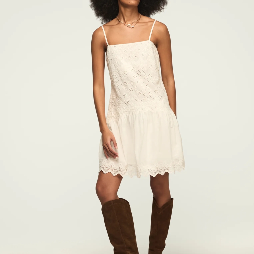 Lucky Brand Festival Lace Mini Dress - Women's Clothing Dresses Mini Dress in Cream, Size 2XL