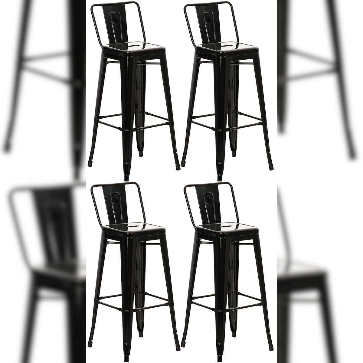 Proregal CHEFGASTRO 4er Set Barhocker ANDES HxBxT 96x44x43cm Metall Schwarz Barstuhl Image
