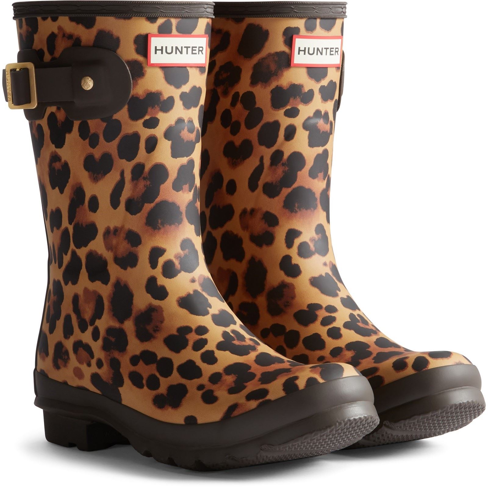 Hunter Original Short Leopard Stiefel Gummi Damen Leopardenmuster/Schokoladenbraune Gummistiefel