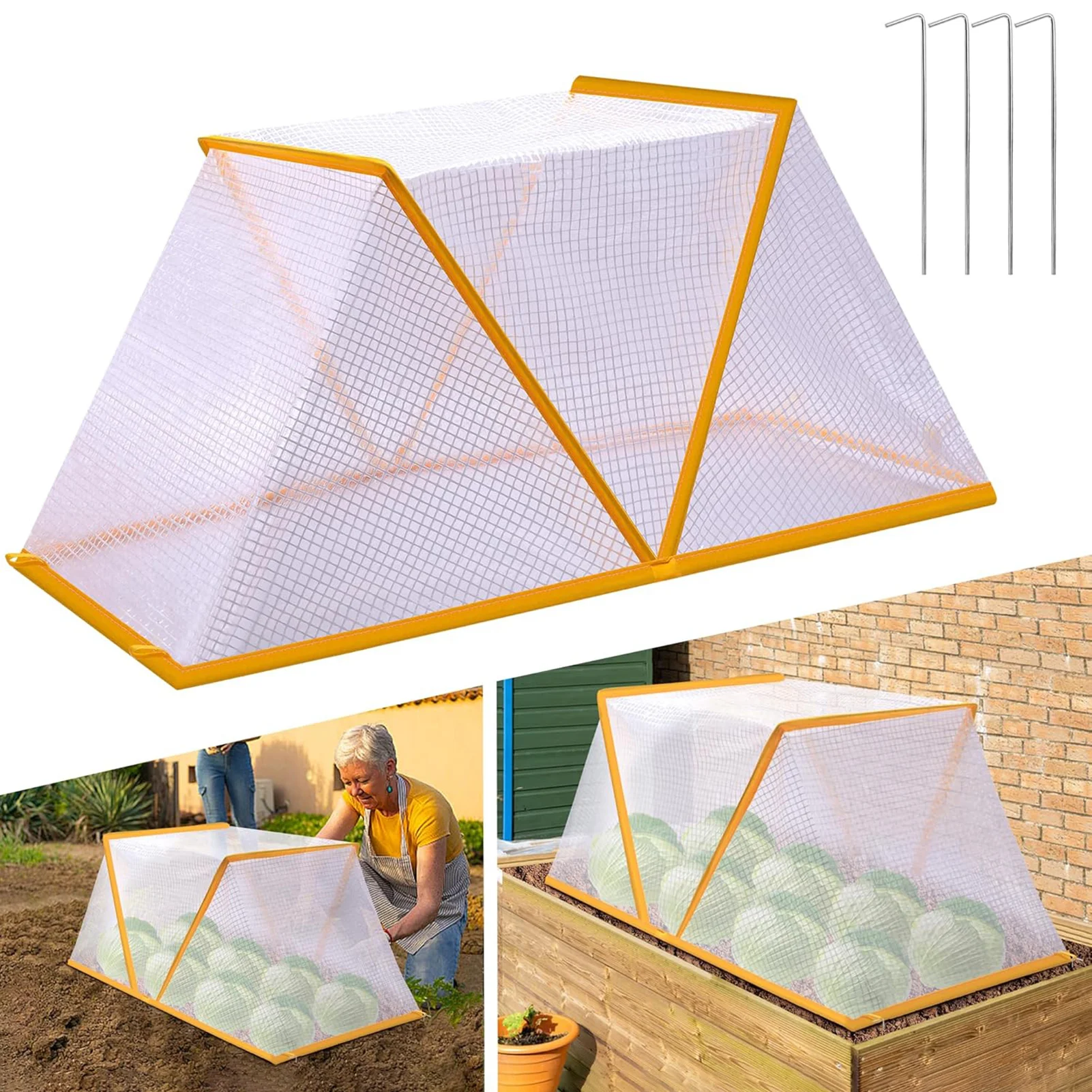 Abdeckung für Gartenbeschleuniger, Pflanzen, faltbar, erhöhte Gartenbetten, Gemüsereihen, Pflanzenschutz, Pflanzennetz, Käfigschutz, Gewächshausabdeckung Image