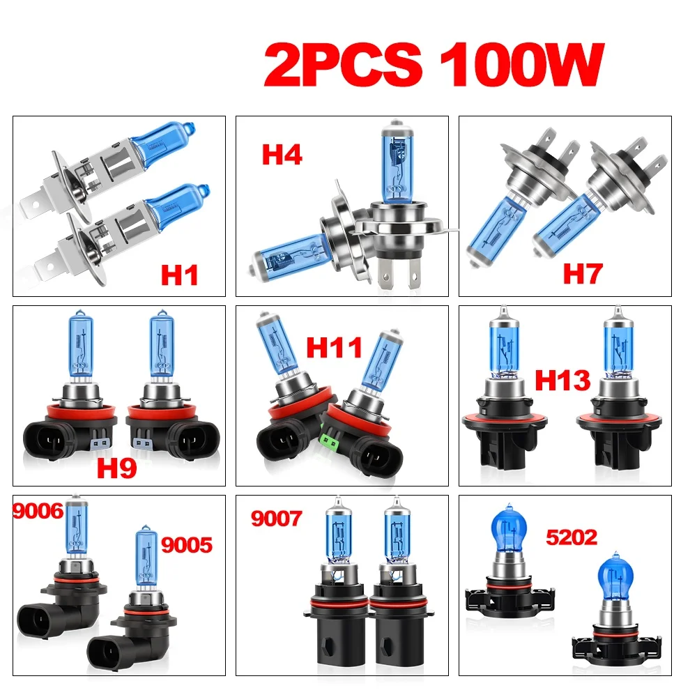 H1 H4 H7 H8 H11 9005 HB3 100 W Scheinwerfer Halogenlampe Lampe Nebelscheinwerfer Autolicht 12 V Super White 6000 K Styling mit Verpackungsbox