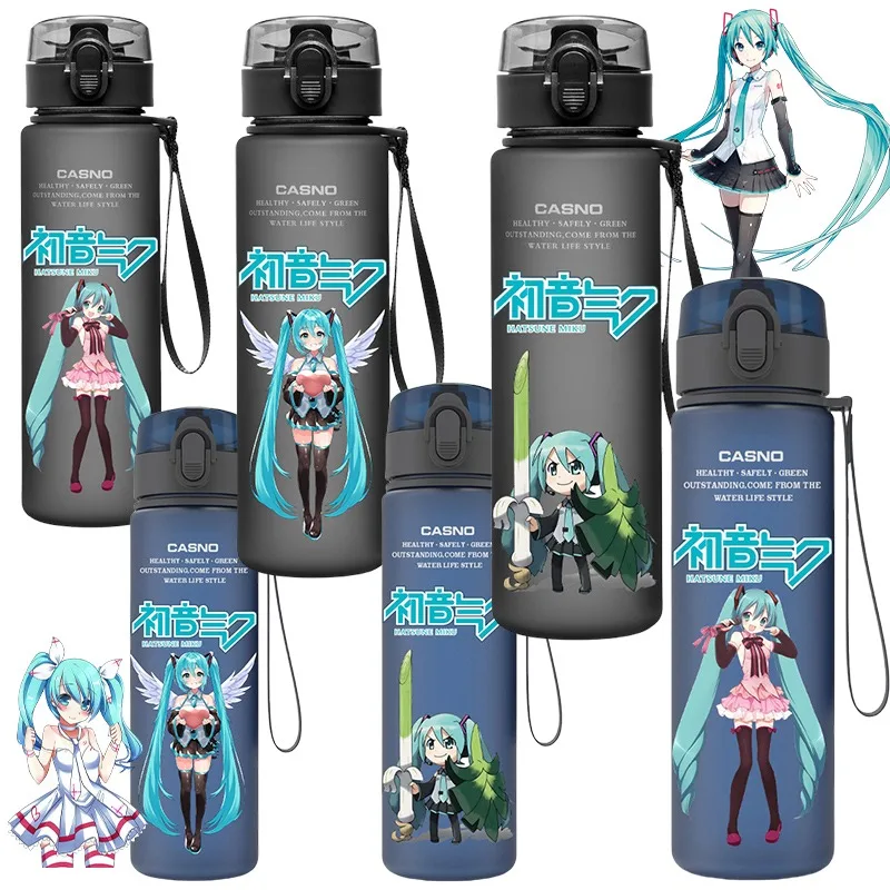 560ML Hatsune Miku Wasser Flasche Auslaufsicher Tasse Anime Mädchen Tragbare Gym Fitness Krüge Nette Trinken Flasche Outdoor drink Geschenk Image