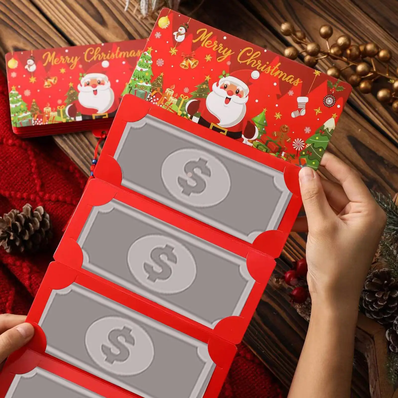 Weihnachten Umschlag Falten Santa Claus Weihnachten Geld Karte Halter Umschlag Rot Glück Falten Banknote Karte Navidad Geschenk Karten Image