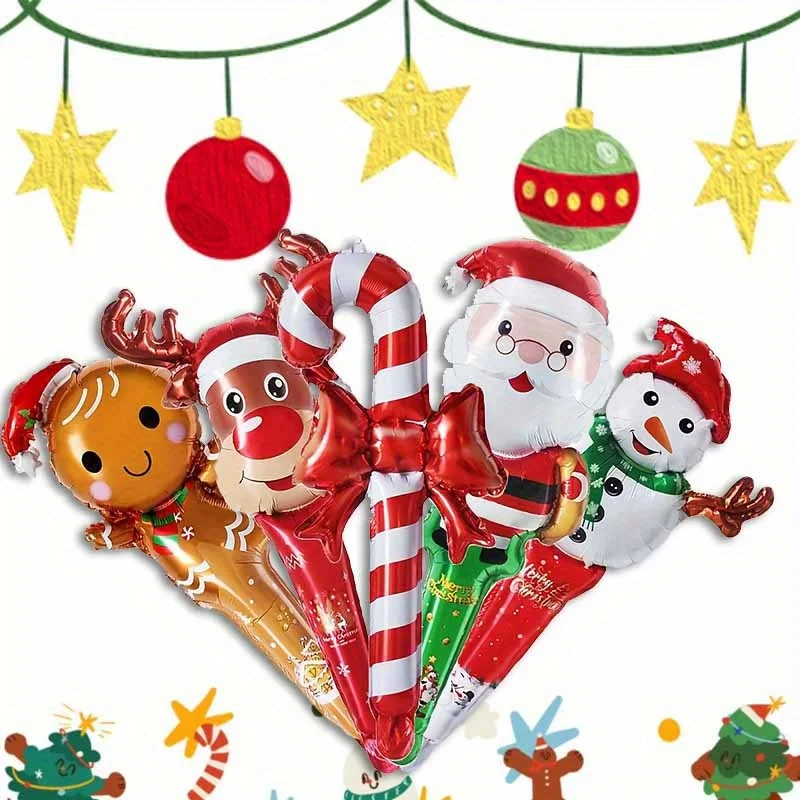 10 Stück festliche Luftballons aus Aluminiumfolie für Feiertagsdekorationen, Geburtstagsfeiern und weihnachtliche Events, Weihnachtsdekorationen Image