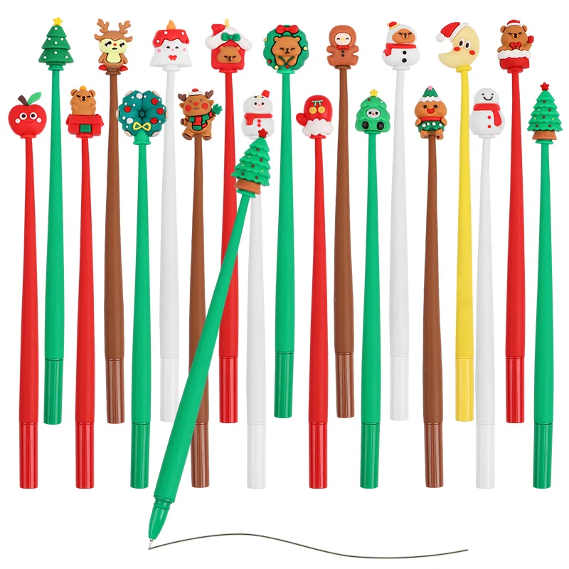 5-20Pcs Weihnachten Cartoon Stifte Santa Claus Schneemann Schwarz Tinte Stift Schreibwaren Schreiben Werkzeug Weihnachten Neue Jahr Navidad party Favors Geschenk Image