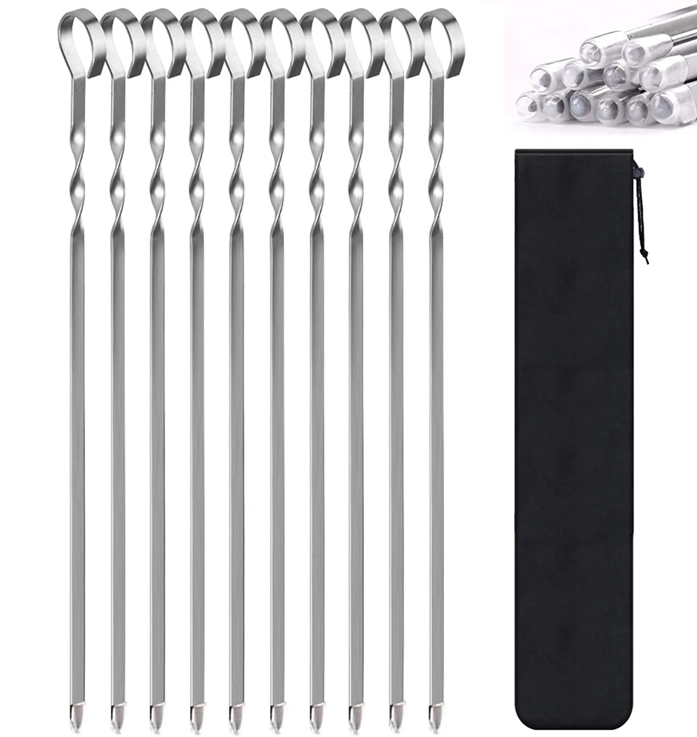 10 stücke BBQ Spieße 36/40cm Edelstahl Flache Gabeln Wiederverwendbare Grill Braten Stick für BBQ Picknick Im Freien gadgets Küche Utensil Image