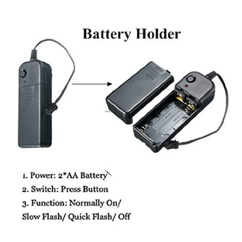 DC3V AA Batterie Halter Box Für 1-10m Licht EL Draht Gläser Leuchten Neon Decor Batterie Lagerung Abdeckung box Konverter Stecker Image