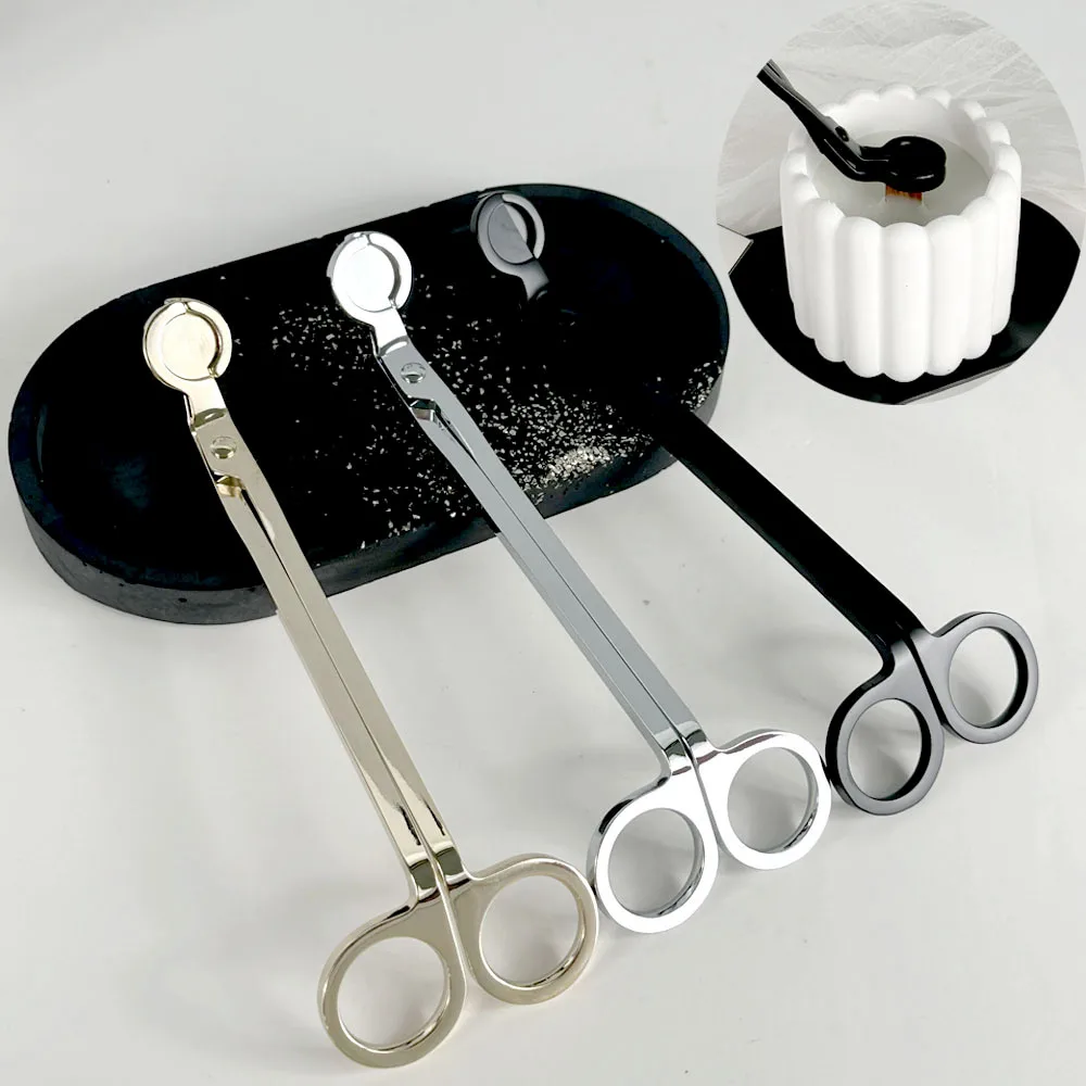 18 cm Kerzendocht Schere Clip Edelstahl Kerzenkern Trimmer DIY Kerzenherstellung Kit Werkzeuge Partygeschenke Schwarz Roségold Image