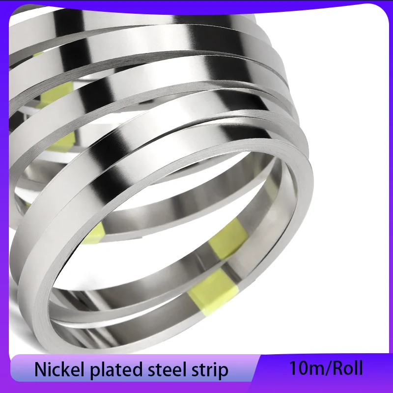 Vernickelter Streifen 18650 Li-Ionen-Akku 0,1 mm ~ 0,2 mm Schweißgerät Battrey-Anschluss Punktschweißstahlgürtel 10 Meter/Rolle Image