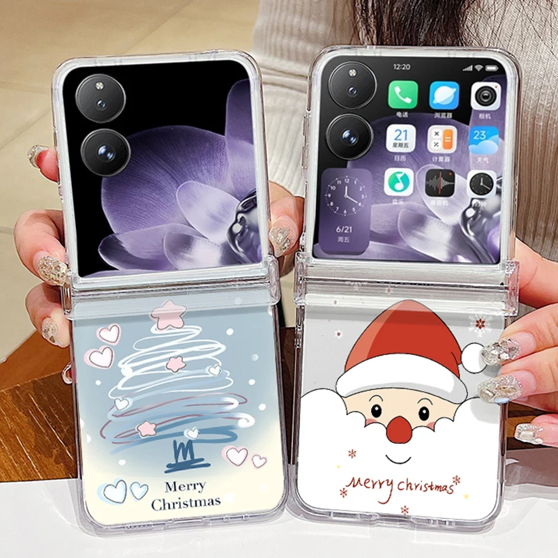 Weihnachtsmann Weihnachtsbaum Handyhülle für Xiaomi Mix Flip MIX FLIP stoßfeste transparente harte PC faltbare klare Schutzabdeckung Image