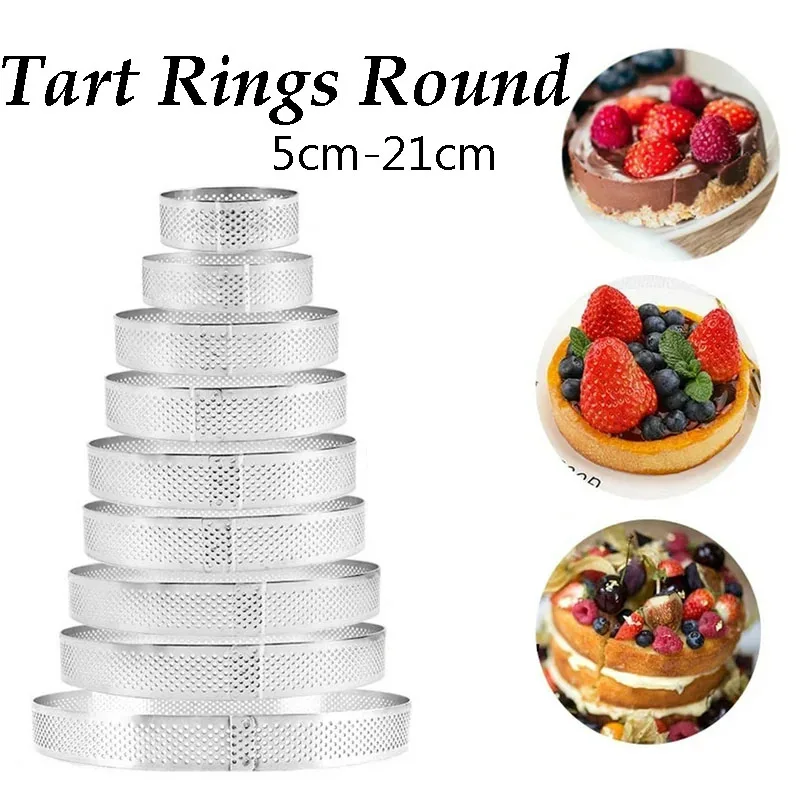 4 cm-21 cm Tortenringe, runder Tortenring aus Edelstahl zum Backen, antihaftbeschichtetes Metall, runder Kuchenring, Gebäck, Dessert, Mousse-Herstellungswerkzeug Image