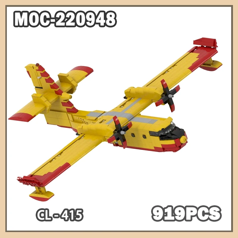 MOC-220948 CL-415 Baustein Montage Kanadische Amphibien Propeller Flugzeug Modell Set Kreative Geschenk Desktop Dekoration 919P Image