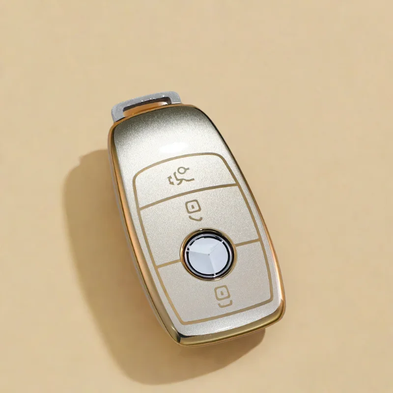 Passend für Mercedes-Benz Intelligent Autoschlüssel. Stilvolles Schlüsseletui, metallische weiche TPU-Schlüsselanhänger-Abdeckung Image