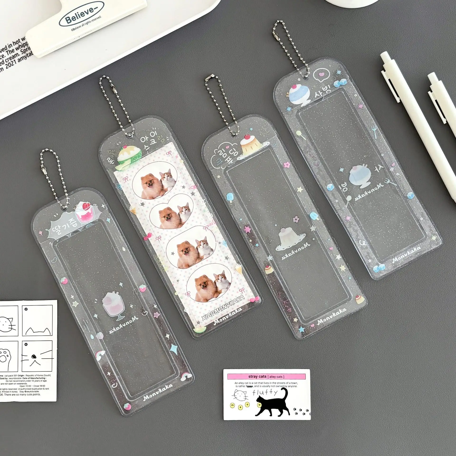 Glitzer-Gelee-Fotokabinenrahmen, Cartoon-Eiscreme-Fotokabinenalbum für 5,1 x 15,2 cm große Fotostreifen, Album, 2 x 6 Lesezeichenhalter Image