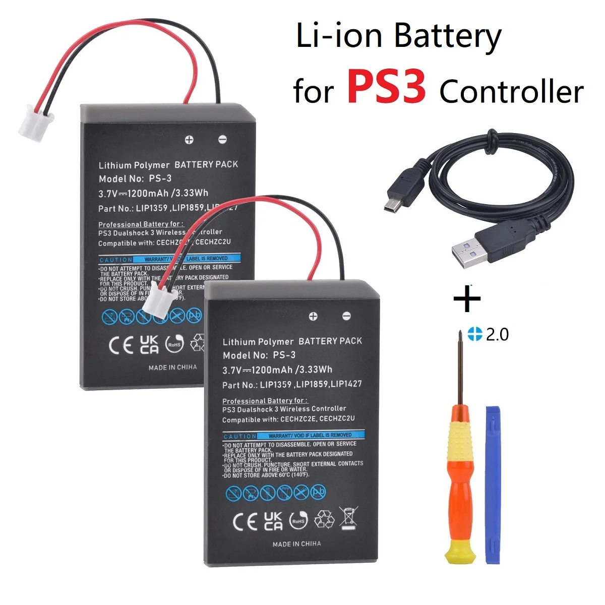 LIP1359 Battery Replace LIP1359 LIP1472 LIP1859,for Sony Playstation 3 PS3 Controller CECHZC2E/ CECHZC2U/ CECHZC2J/ CECHZC2H 2A