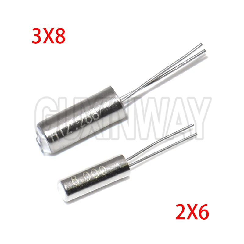 10 stücke 2*6MM 3*8MM Oszillator Quarz Kristall Zylinder 32KMHz 32,768KHz 8MHz 12MHz 16MHz 24MHz Frequenz Resonator 2x6 3x8 Image