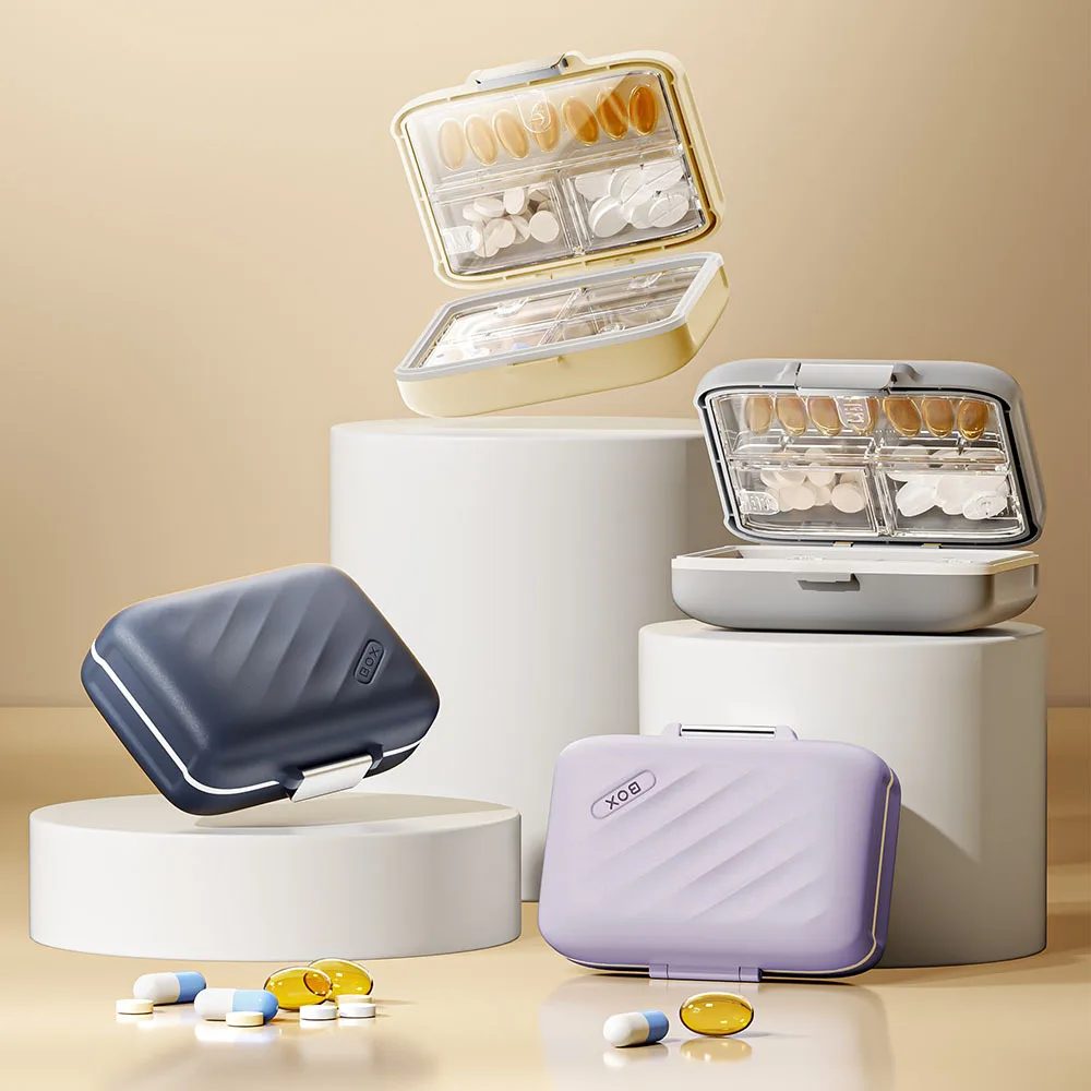 Tragbare Mini-Woche-Pillendose mit langem Licht blockierender täglicher Medikamenten-Organizer für Tablets und Kapseln Image