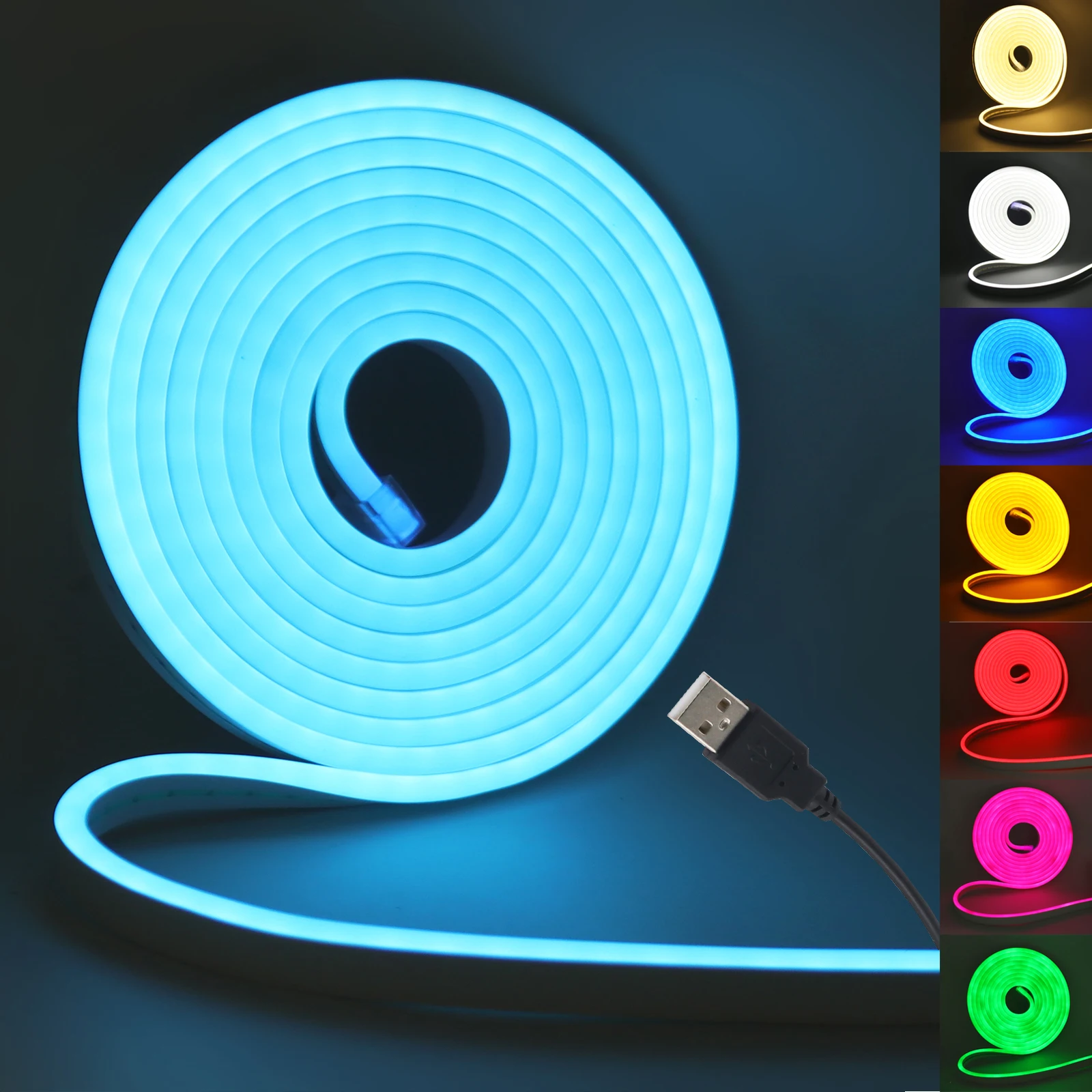 USB-Neon-LED-Streifenlicht, DC 5 V, 2835, 120 LEDs/m, wasserdicht, flexibel, Neon-Lichtschlauch, rot, blau, weiß, rosa, grün, Klebeband, Raumhintergrundbeleuchtung