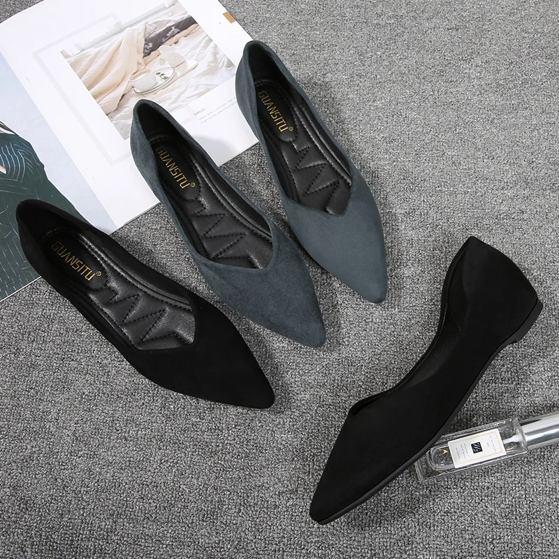 Frauen Wohnungen Arbeits Flachen Schuhe Schwarz Blau Spitz Slip auf Weiche Sohle Große Größe 43 44 45 46 Kleine größe Mädchen der Schuhe 31 32 33