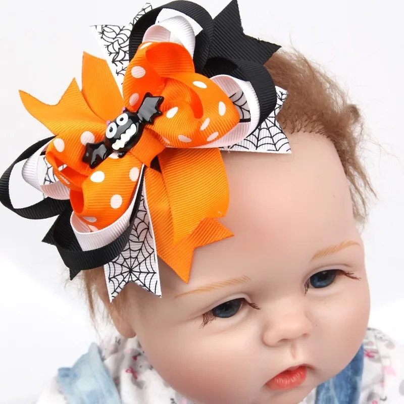 Halloween-Haarschleifenklammern für Mädchen mit Schloss, Geist und Spinne, Cartoon-Dekorationen, 3D-Clip-Haarschmuck für Kinder Image