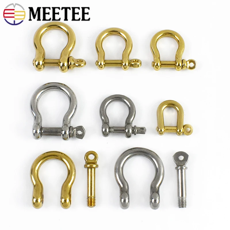 2/4/5 Stück 6-10mm Massiver Messing-Hufeisenschnalle Abnehmbarer Metall-D-Ring Verschluss Kupferhaken Schlüsselring Befestigung DIY-Zubehör Image