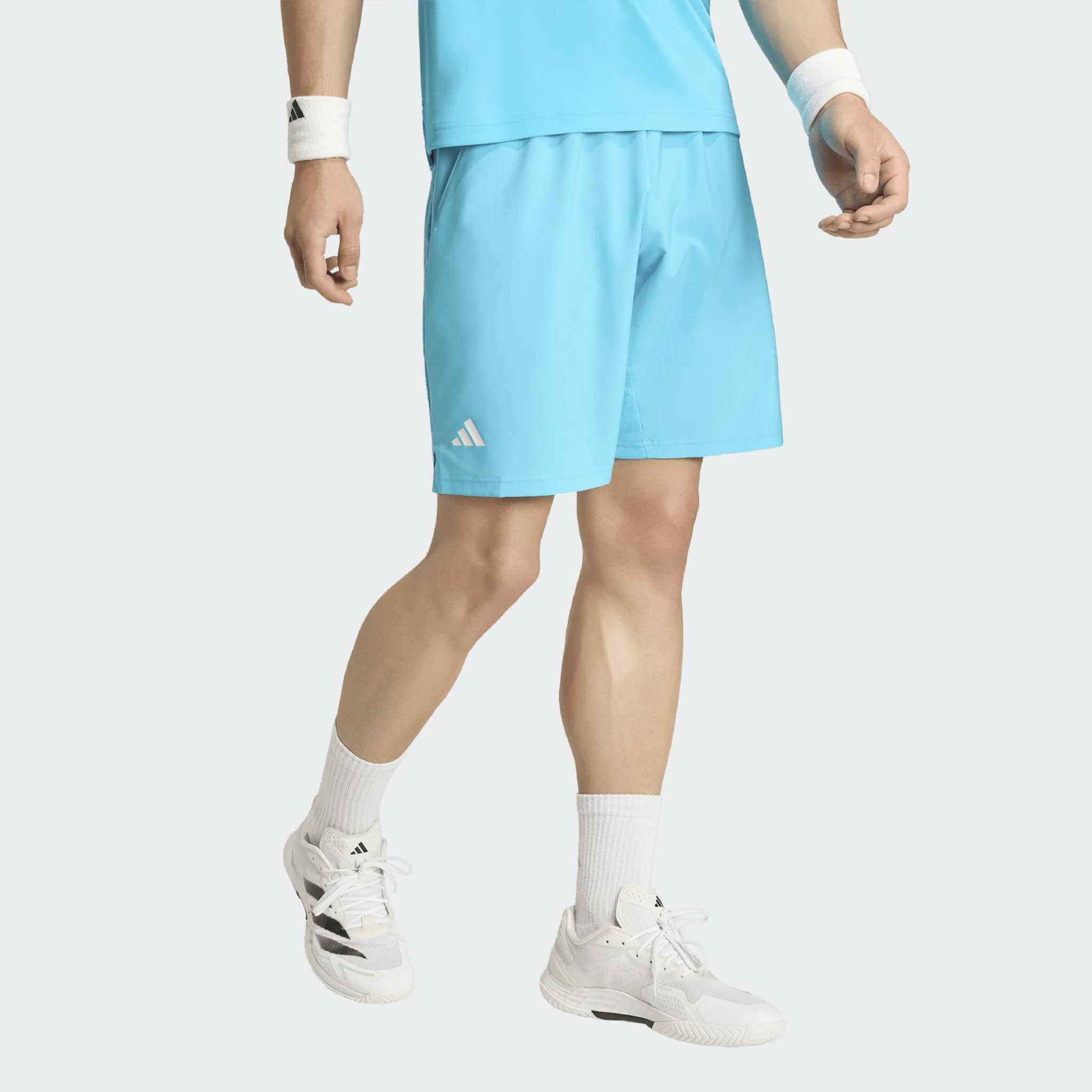 adidas Club 3-Stripe 9" Shorts 2025 Men's Tennis Apparel Signal Cyan