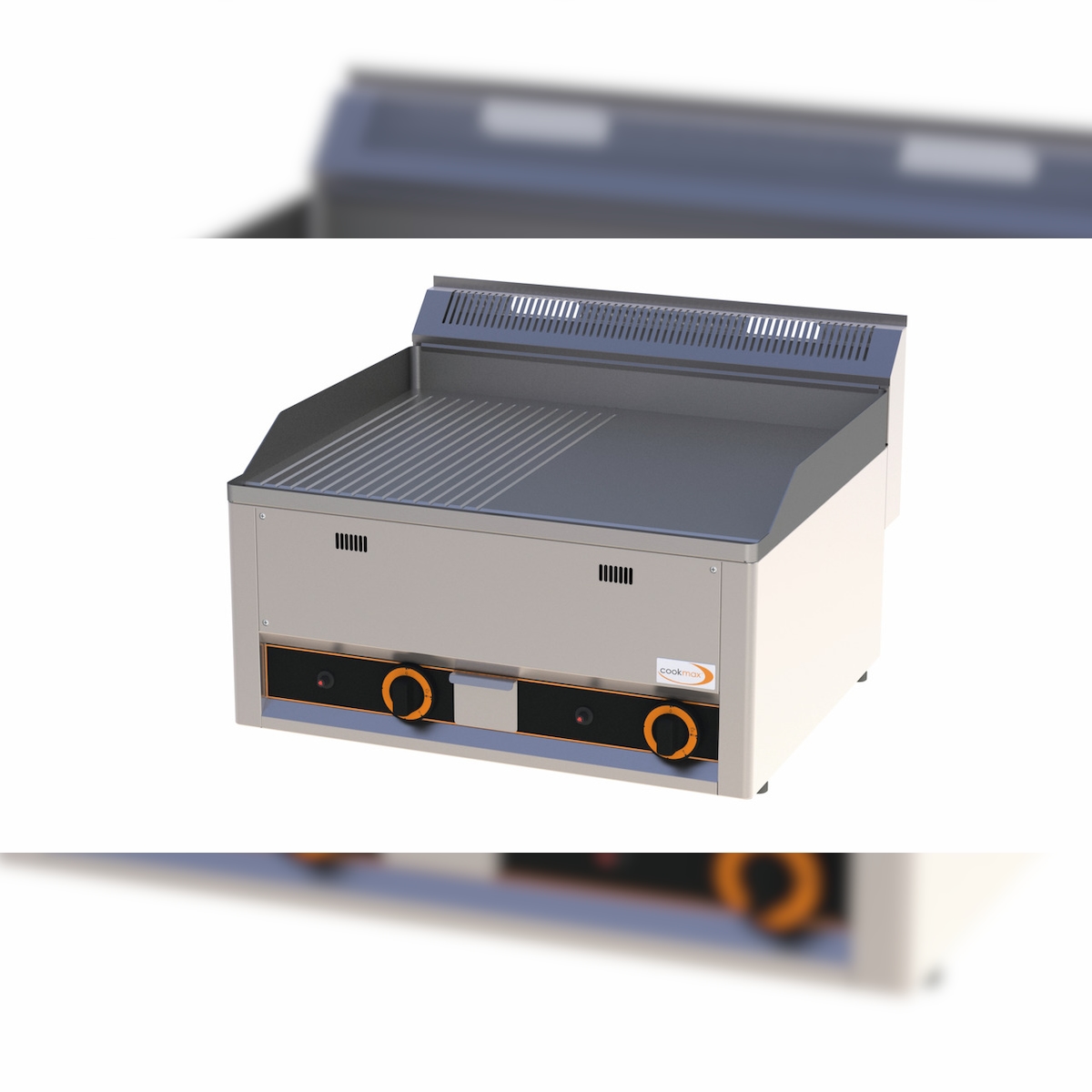 Gas-Grillplatte 1/2 gerillt 1/2 glatt 2 Heizzonen 660 x 600 x 290 mm Image