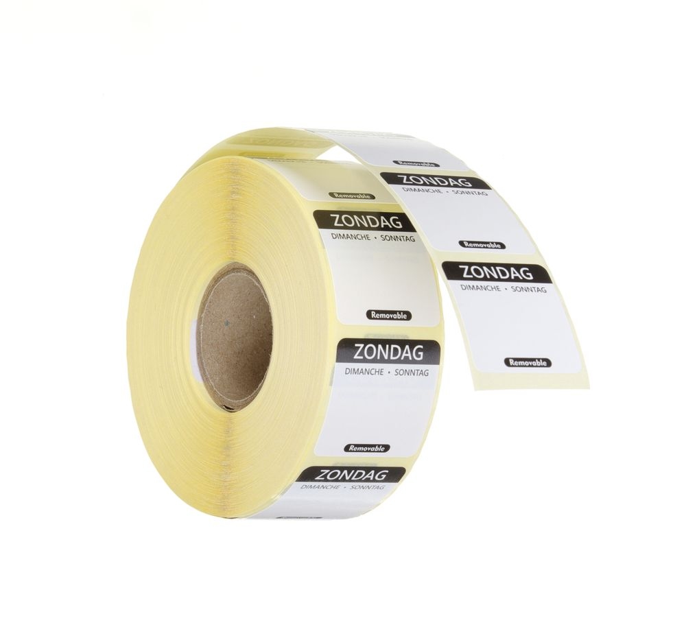 ITALCONCEPT Tägliche Sicherheitsetiketten, mehrfach verwendbar, leicht zu entfernen, HENDI, Sonntag, Schwarz, 1000 U., 25x25mm Image