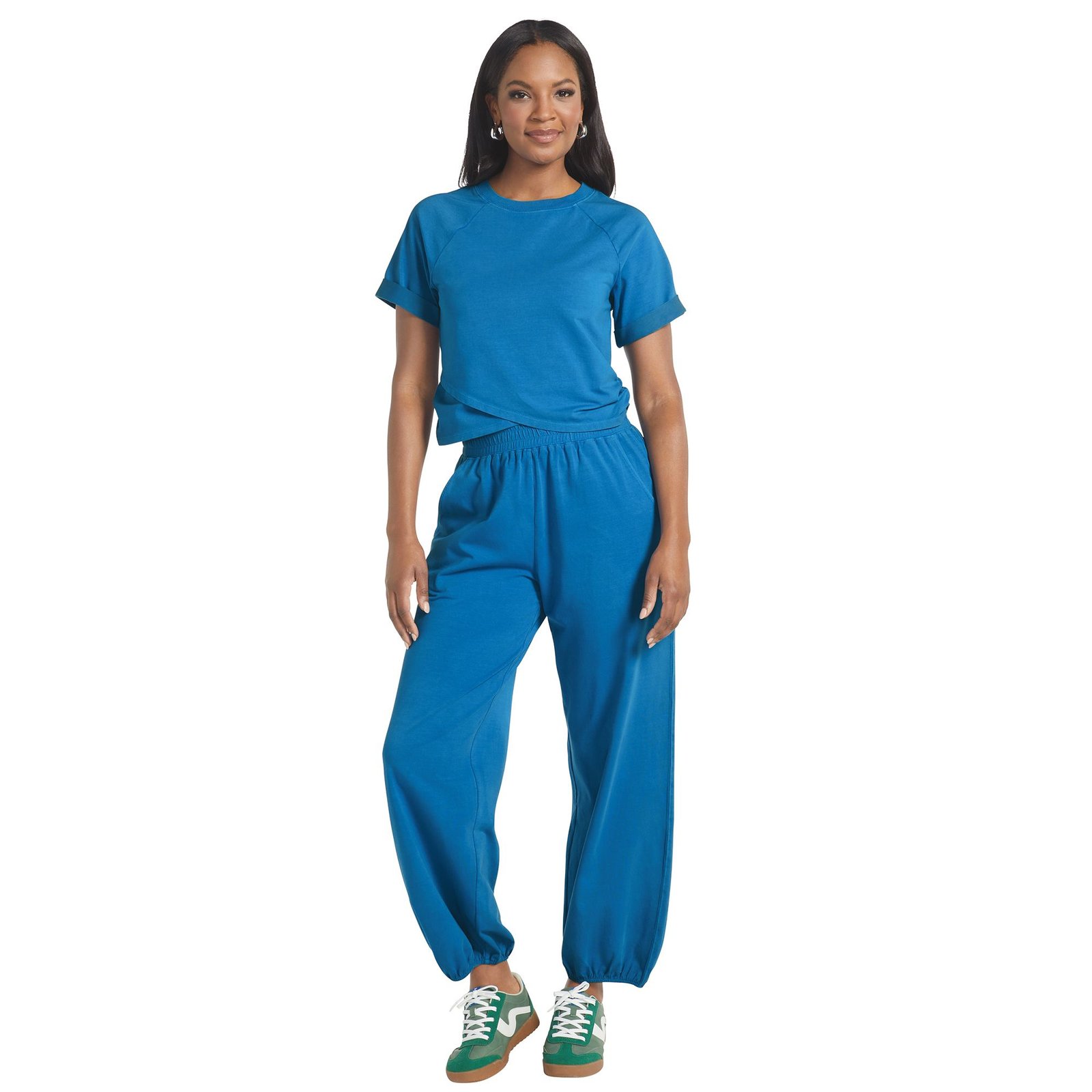 Masseys Lived-In Lounge Set (Size 2X) French Blue, Cotton,Elastine