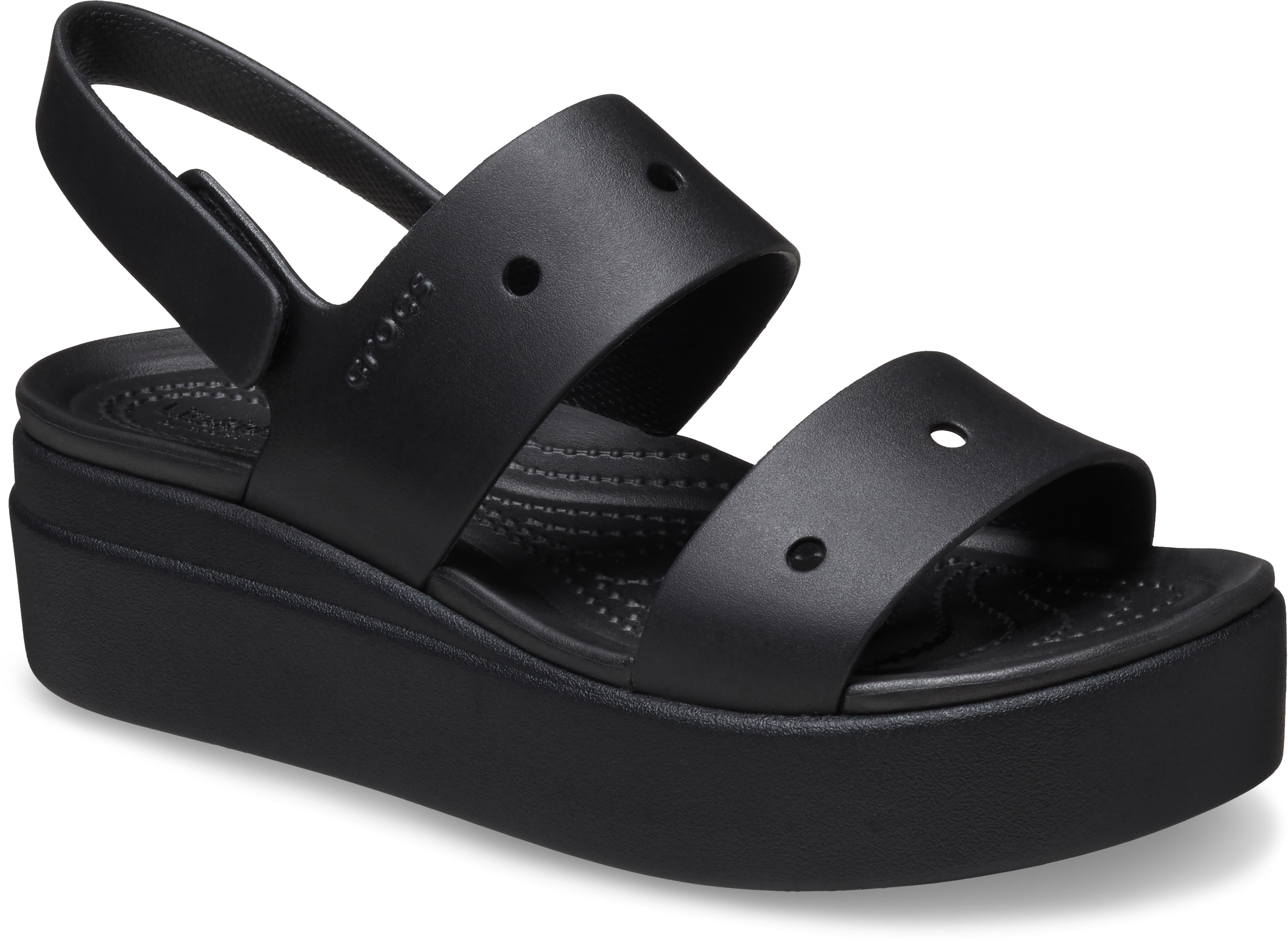 Plateausandale CROCS "Brooklyn 4U", Damen, Gr. 37, schwarz, Croslite™, unifarben, Schuhe, Sommerschuh, Sandalette, Riemchensandale mit Klettverschluss