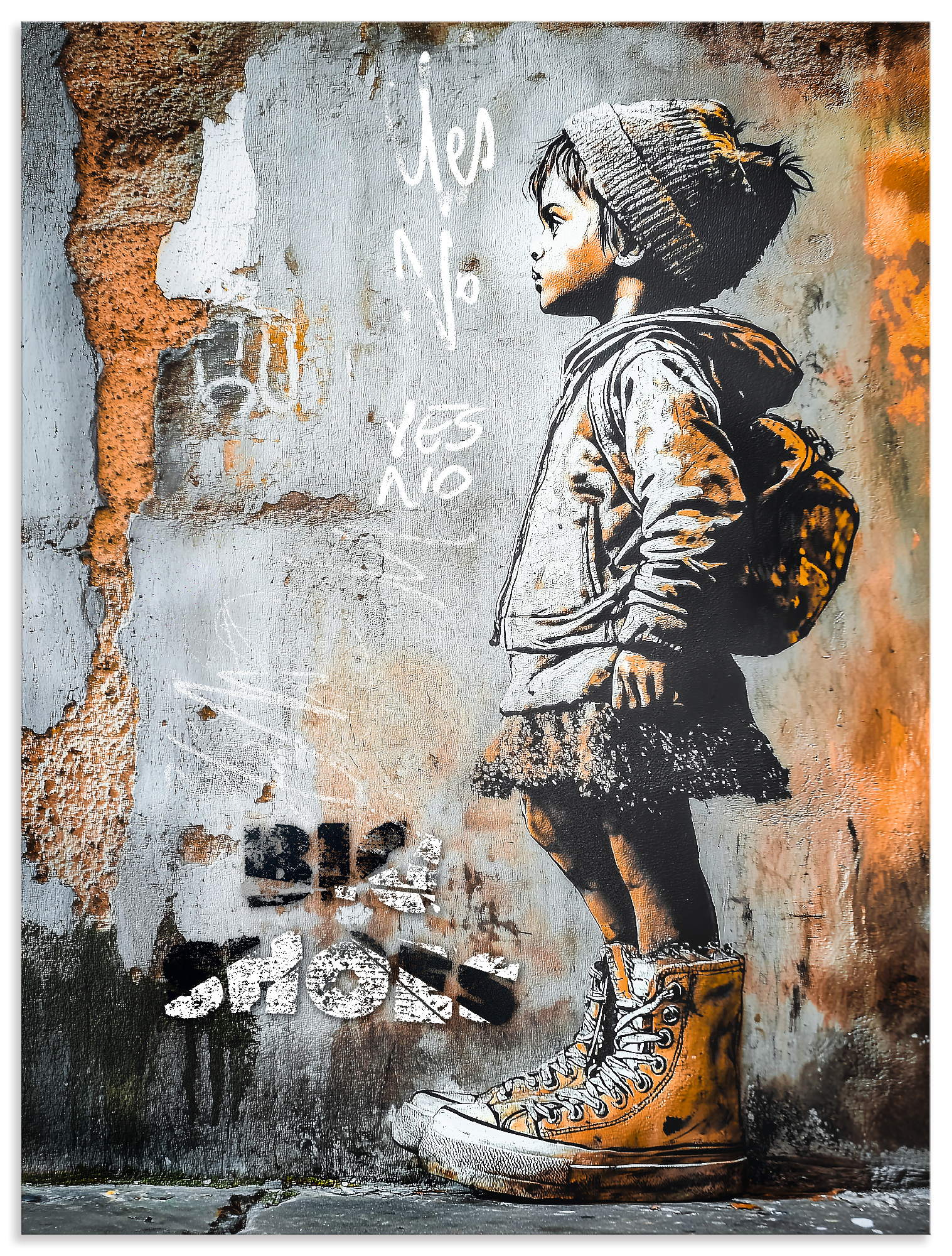 Wandbild ARTLAND "Große Schuhe", farbe bild(er): grau, B:90cm H:120cm T:1cm, Alu Dibond, Bilder, als Alubild, Leinwandbild, Poster, Wandaufkleber in verschied. Größen