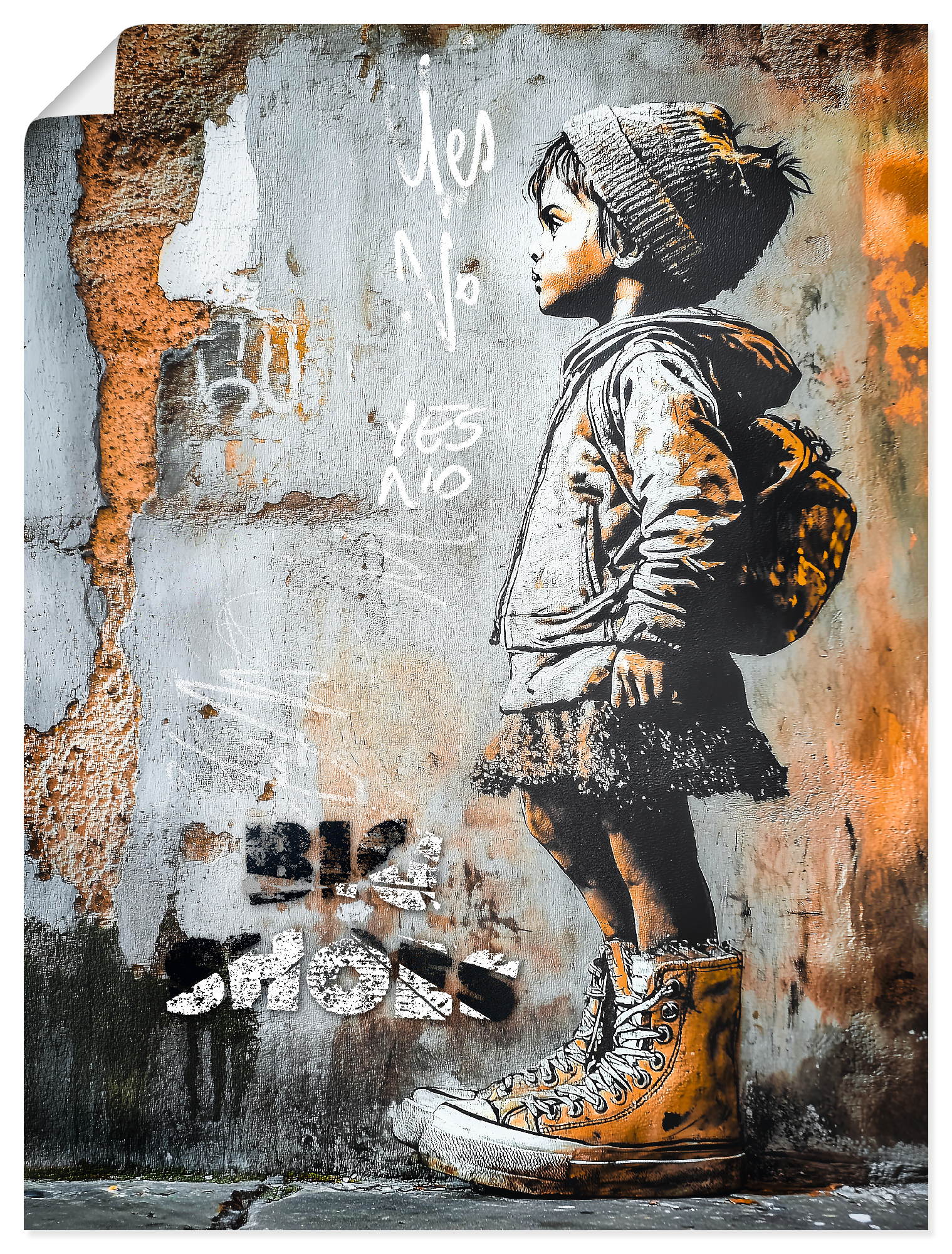 Wandbild ARTLAND "Große Schuhe", farbe bild(er): grau, B:60cm H:80cm T:0,1cm, Papier, Bilder, als Alubild, Leinwandbild, Poster, Wandaufkleber in verschied. Größen