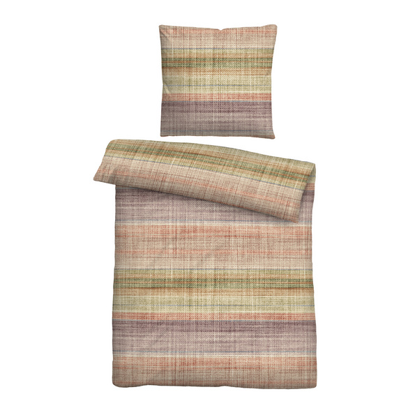 biberna Seersucker Bettwäsche Streifen-Karo macchiato, 1x 155x220 cm + 1x 80x80 cm Image