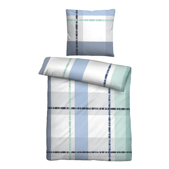 Castell Mikrofaser Seersucker Bettwäsche Karo eisblau, 1x 135x200 cm + 1x 80x80 cm Image