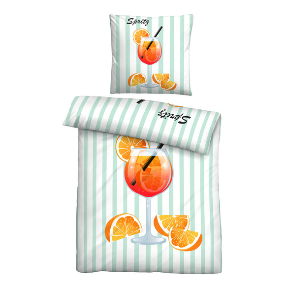 biberna Linon Bettwäsche Spritz mint, 1x 155x220 cm + 1x 80x80 cm Image