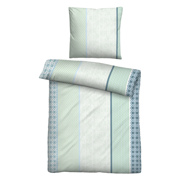 Castell Baumwoll Renforce Bettwäsche Längsmuster mint, 1x 135x200 cm + 1x 80x80 cm Image