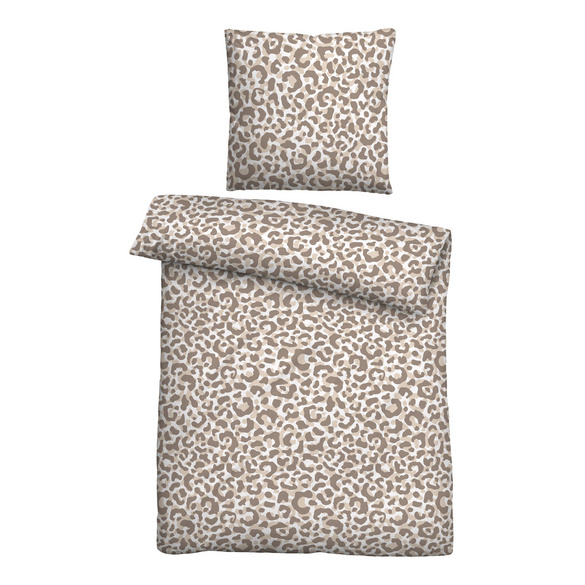 Castell Baumwoll Seersucker Bettwäsche Leo taupe, 1x 155x220 cm + 1x 80x80 cm Image