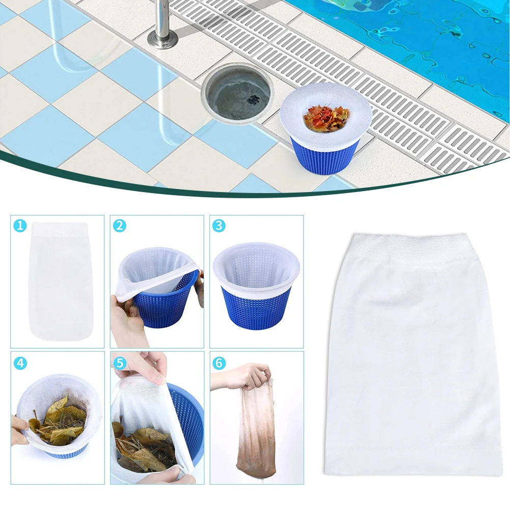 Chaussettes de filtre de piscine, paniers de filtre de piscine réutilisables, nettoyeur de feuilles de débris en maille de Nylon pour piscines intérieures hors sol