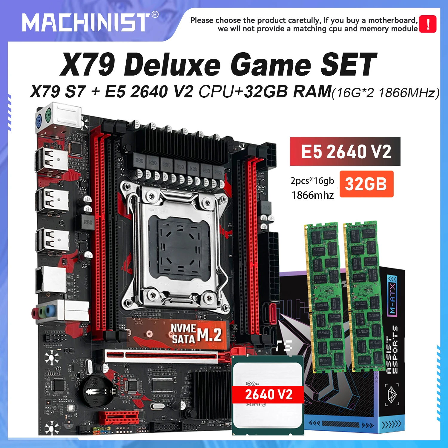 MACHINIST X79 S7 carte mère LGA2011-3 Kit en option Xeon E5 2640 V2 processeur d