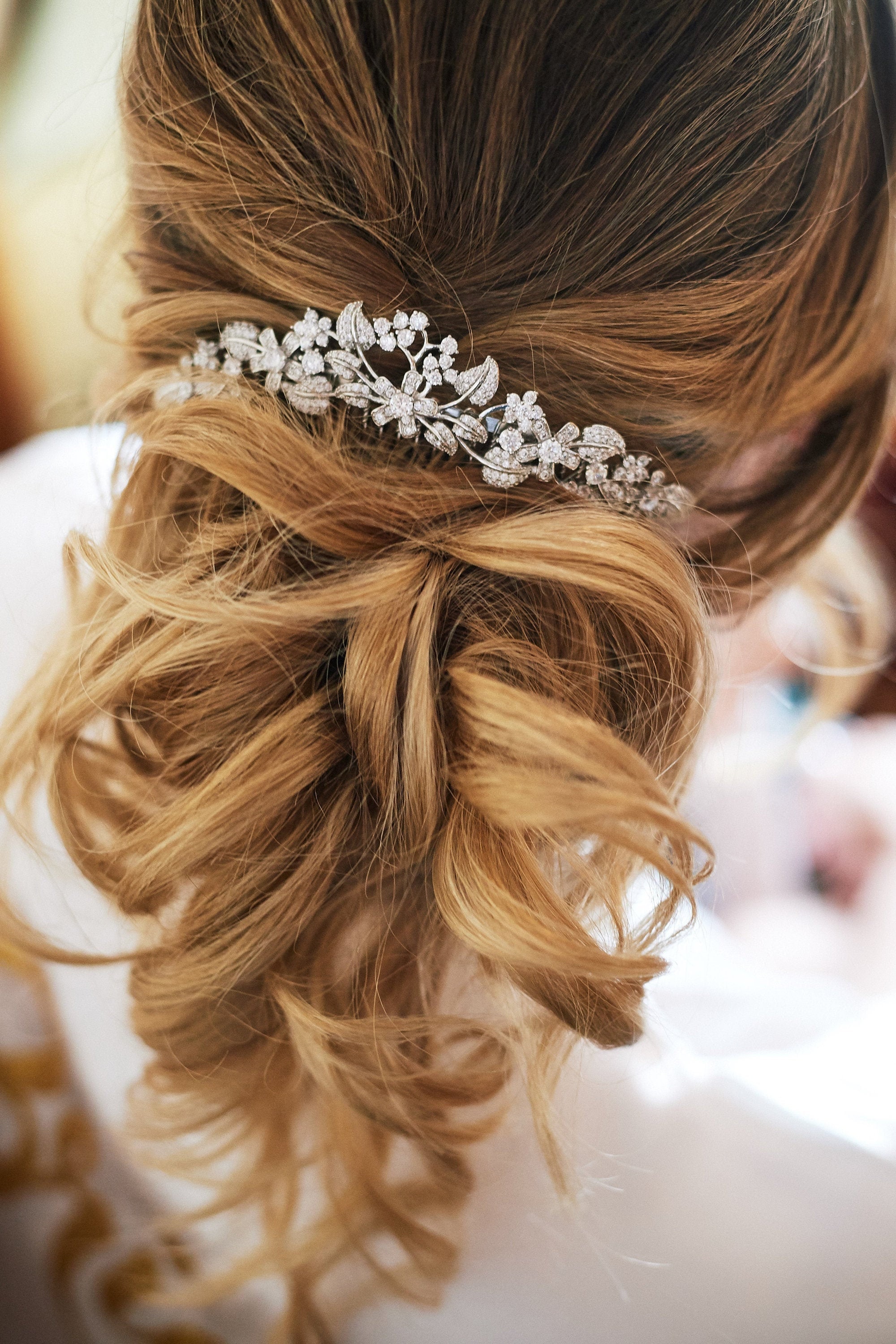 Pettine per capelli da sposa in oro rosa, accessorio per capelli da sposa, pettine per capelli da sposa con perle e cristalli, tiara da sposa, pettine